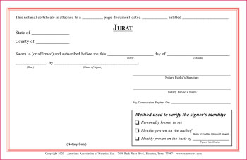 Mississippi Jurat Notarial Certificate Pad