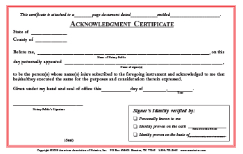 Mississippi Acknowledgment Notarial Certificate Pad