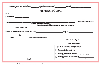 Mississippi Affidavit/Jurat Notarial Certificate Pad