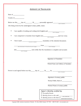 Mississippi Affidavit/Translator Notarial Certificate Pad