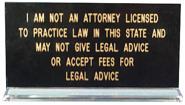 I Am Not a Lawyer Mississippi Notary Desk Sign