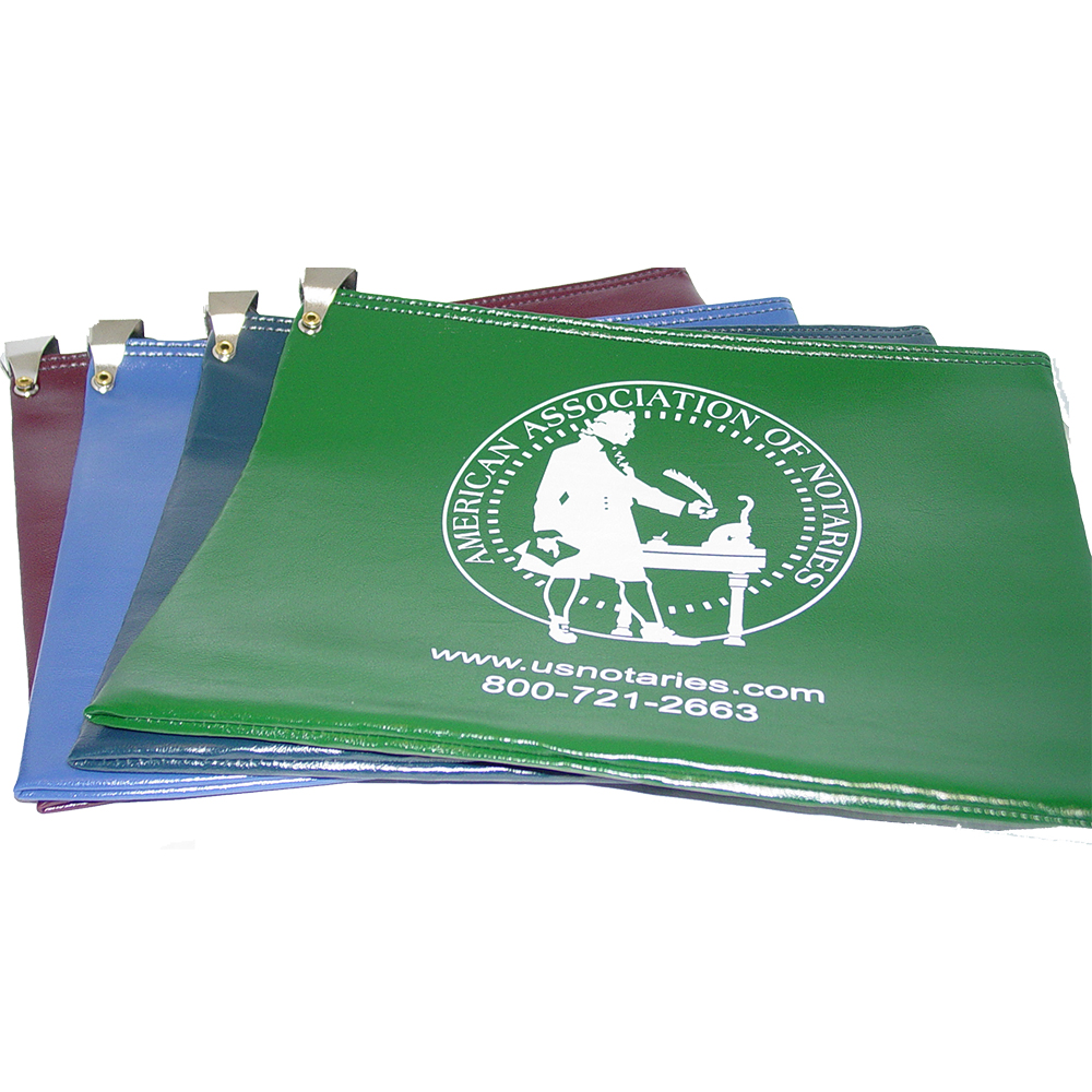 Don't risk misplacing your Mississippi notary supplies. This notary locking zipper bag is an ideal and convenient way to store, transport, and secure your Mississippi notary supplies. The bag easily carries your Mississippi notary record book, notary stamp, and notary seal embosser. Made of durable leatherette material (soft vinyl). Imprinted on one side of the bag with the AAN logo. Available in 6 colors. </p></p></p></p>